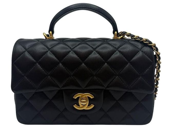 Chanel Nuova Mini Borsa con flap e manico in pelle di agnello nera Nero - vista 2