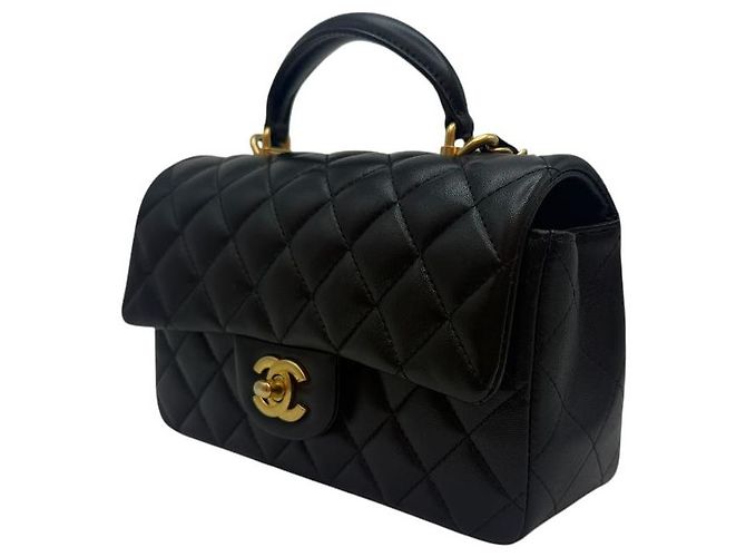 Chanel Nuova Mini Borsa con flap e manico in pelle di agnello nera Nero - vista 3