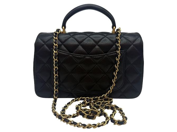 Chanel Nuova Mini Borsa con flap e manico in pelle di agnello nera Nero - vista 4