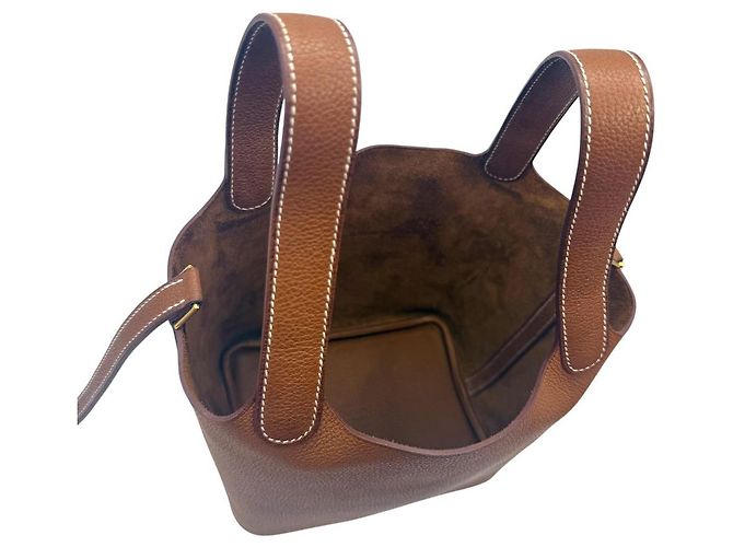 Hermès Picotin Lock Barenia Gold D'oro - vista 7