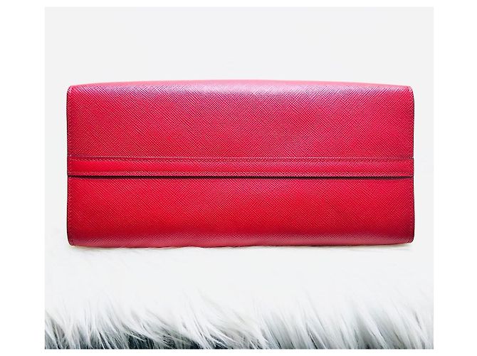 Prada Borsa Tote Monocromatica in Saffiano Rosso con tracolla - vista 5
