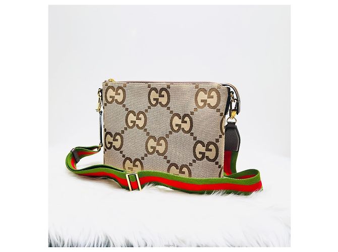 Gucci Borsa a tracolla GG Supreme Canvas Jumbo Messenger Marrone - vista 2