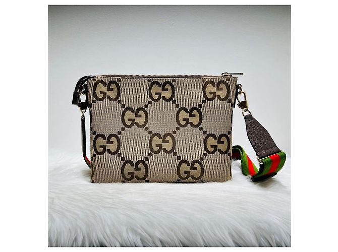 Gucci Borsa a tracolla GG Supreme Canvas Jumbo Messenger Marrone - vista 3