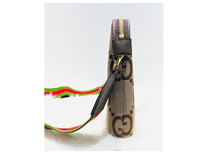 Gucci Borsa a tracolla GG Supreme Canvas Jumbo Messenger Marrone - vista 4