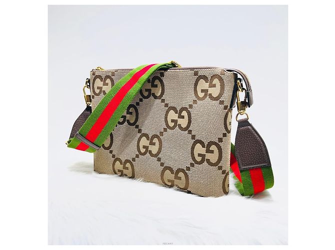 Gucci Borsa a tracolla GG Supreme Canvas Jumbo Messenger Marrone - vista 8