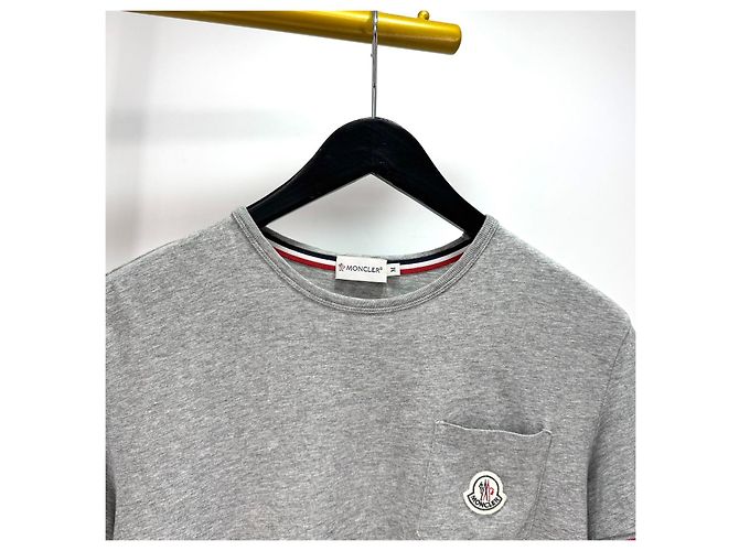 Moncler Kurzarm-T-Shirt mit Tasche Grau Braun - Ansicht 5
