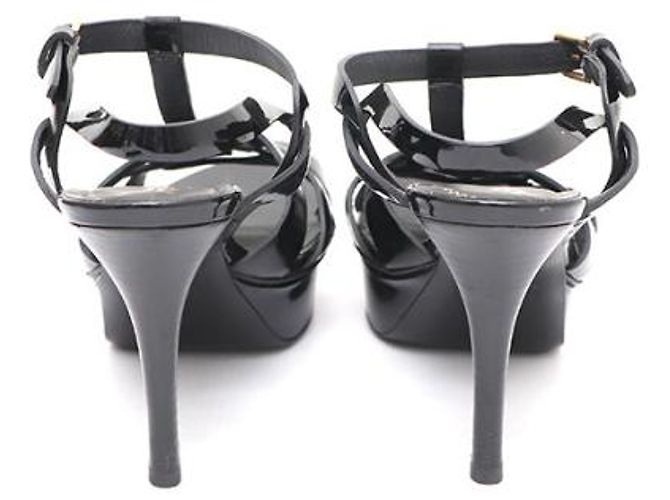 Saint Laurent Sandali con plateau e cinturino in vernice Nero - vista 12