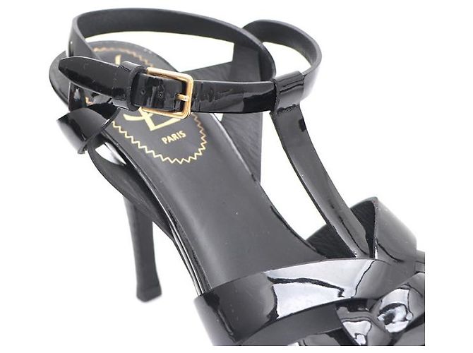 Saint Laurent Sandali con plateau e cinturino in vernice Nero - vista 15