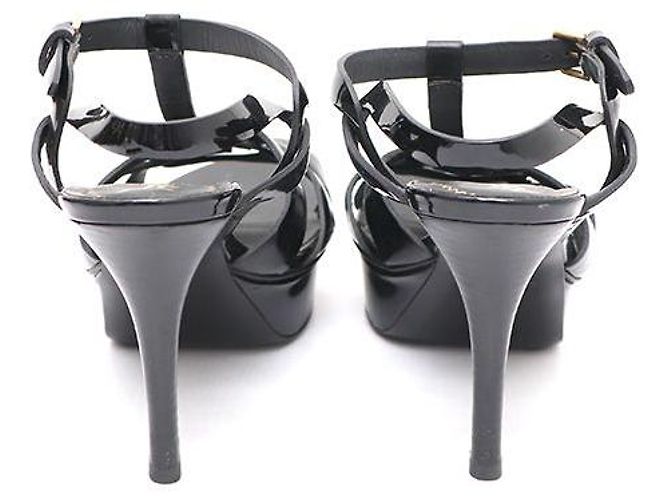 Saint Laurent Sandali con plateau e cinturino in vernice Nero - vista 4
