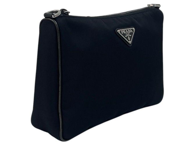 Prada Borsa a tracolla multi tasche in nylon Saffiano Nero - vista 2