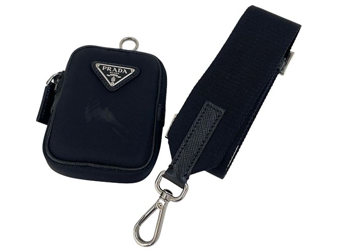 Prada Borsa a tracolla multi tasche in nylon Saffiano Nero - vista 7