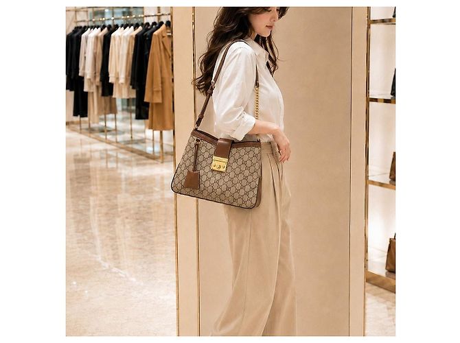 Gucci Padlock GG Medium Schultertasche Braun - Ansicht 5