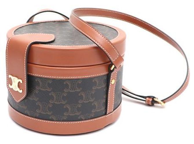 Céline Borsa a Spalla e Borsa a Tracolla Triomphe Brown Medium Tambour Marrone - vista 10