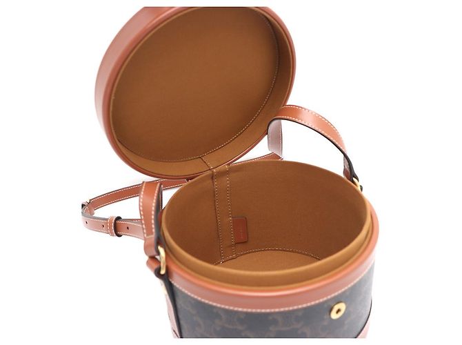 Céline Borsa a Spalla e Borsa a Tracolla Triomphe Brown Medium Tambour Marrone - vista 13