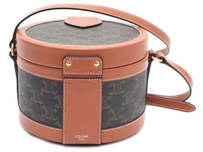 Céline Borsa a Spalla e Borsa a Tracolla Triomphe Brown Medium Tambour Marrone - vista 4