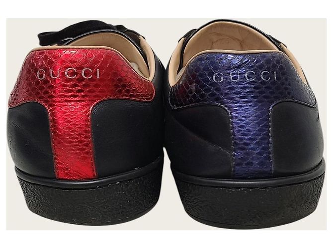 Gucci Sneakers Ace in pelle nera con ricamo ape e web Nero - vista 7