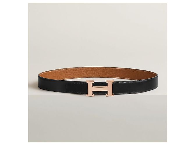 Hermès Cintura Reversibile Nero/Oro Rosa - vista 9