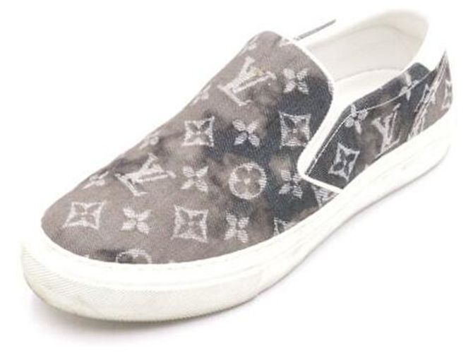 Louis Vuitton Sneaker slip-on in denim monogramma da uomo Marrone - vista 2
