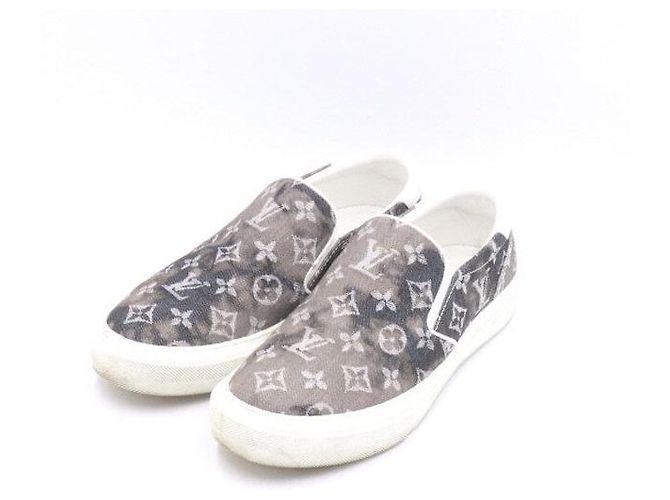 Louis Vuitton Sneaker slip-on in denim monogramma da uomo Marrone - vista 3