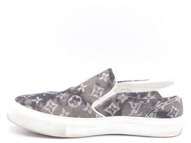 Louis Vuitton Sneaker slip-on in denim monogramma da uomo Marrone - vista 4