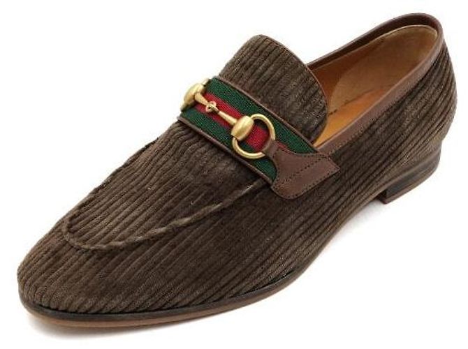 Gucci Mocassini in velluto a coste con mors per uomo Marrone - vista 2