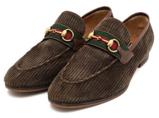 Gucci Mocassini in velluto a coste con mors per uomo Marrone - vista 3