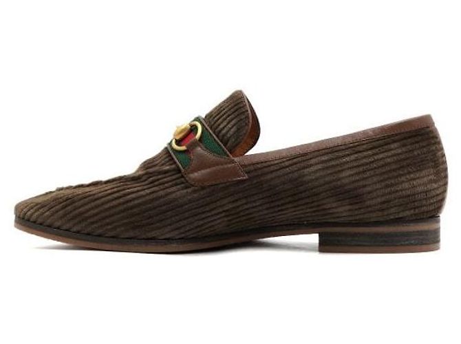 Gucci Mocassini in velluto a coste con mors per uomo Marrone - vista 4