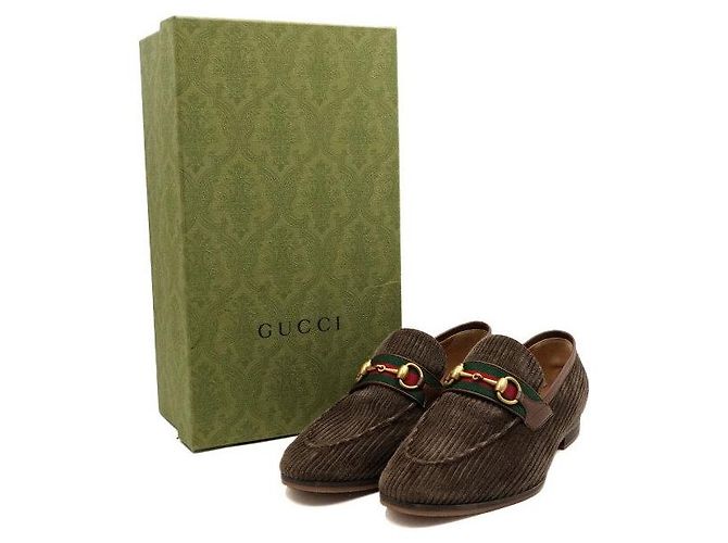 Gucci Mocassini in velluto a coste con mors per uomo Marrone - vista 7