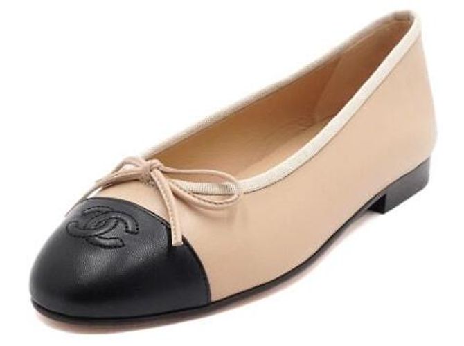 Chanel Ballerine bicolore beige Marrone - vista 2
