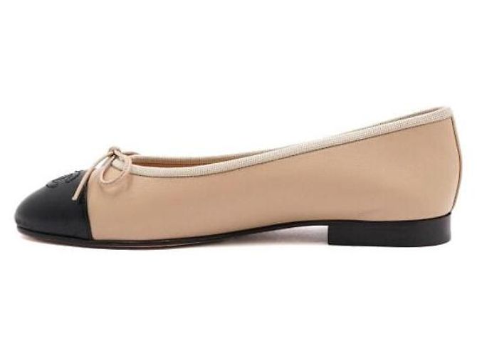 Chanel Ballerine bicolore beige Marrone - vista 4