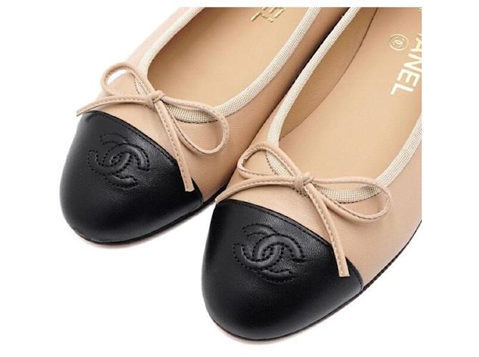 Chanel Ballerine bicolore beige Marrone - vista 6