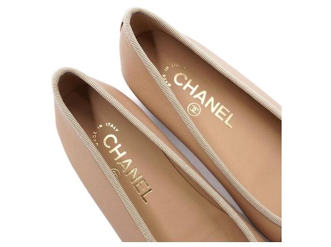 Chanel Ballerine bicolore beige Marrone - vista 7