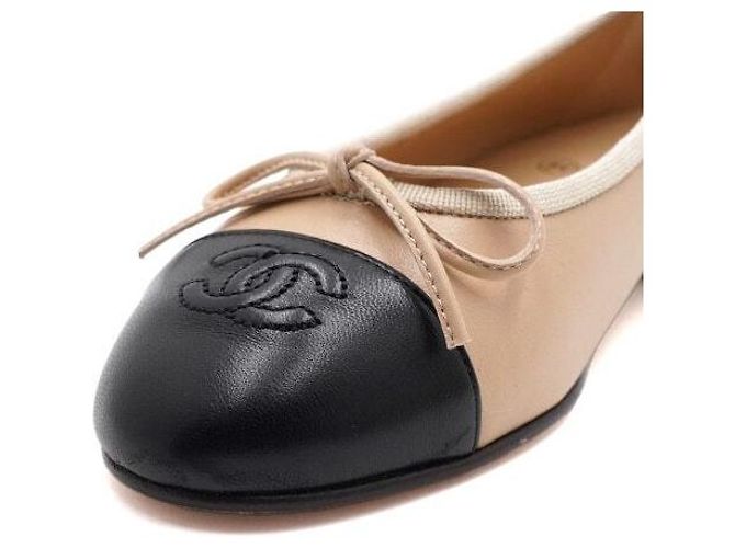 Chanel Ballerine bicolore beige Marrone - vista 8