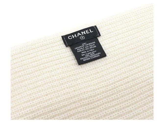 Chanel Sciarpa in cashmere beige con logo con scritte Marrone - vista 5