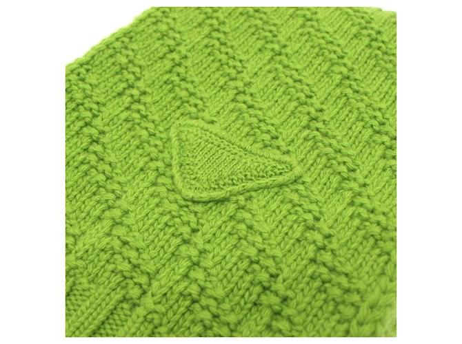 Prada Sciarpa in misto cashmere con logo a triangolo Verde - vista 2