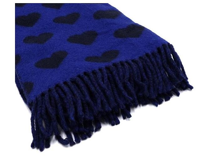 Acne Sciarpa in misto lana con motivo a cuore nero e blu da donna - vista 2