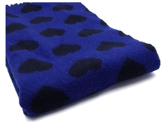 Acne Sciarpa in misto lana con motivo a cuore nero e blu da donna - vista 3
