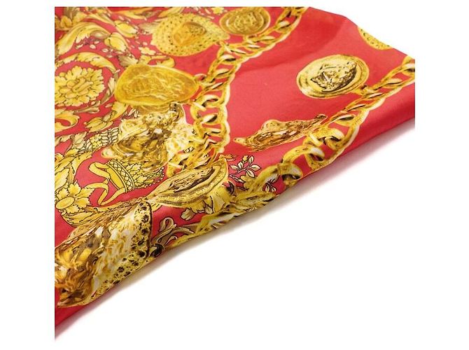 Versace Sciarpa da donna con motivo catena d'oro rosso - vista 4