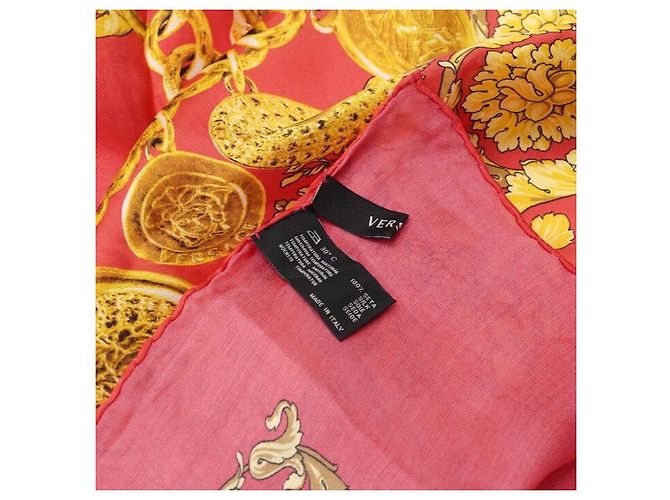 Versace Sciarpa da donna con motivo catena d'oro rosso - vista 5