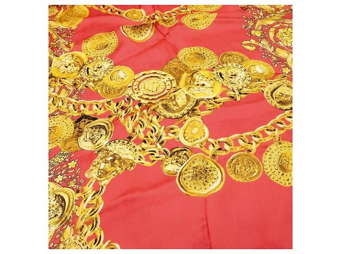Versace Sciarpa da donna con motivo catena d'oro rosso - vista 6