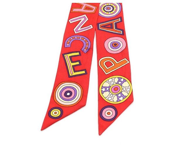Hermès Pañuelo de seda Twilly Roja - vista 2
