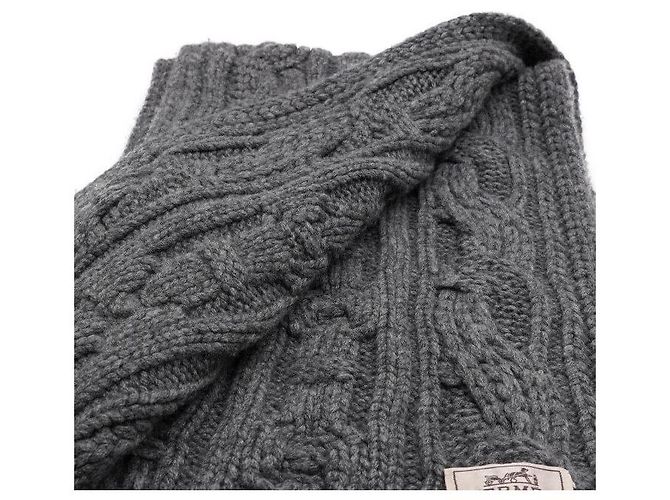 Hermès Sciarpa reversibile in cashmere grigio unisex Marrone - vista 4
