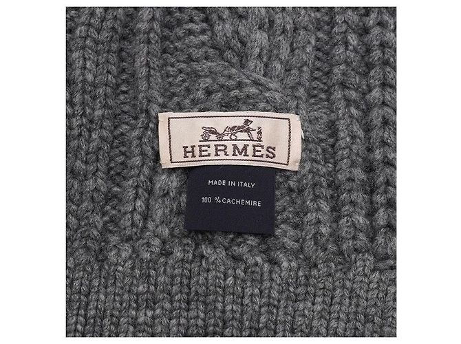 Hermès Sciarpa reversibile in cashmere grigio unisex Marrone - vista 5
