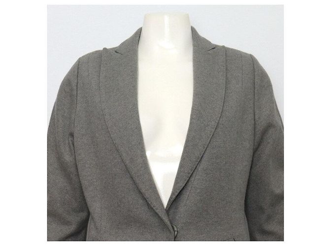 Brunello Cucinelli Gray Wool Blend Two-Button Women's Jacket - view 2