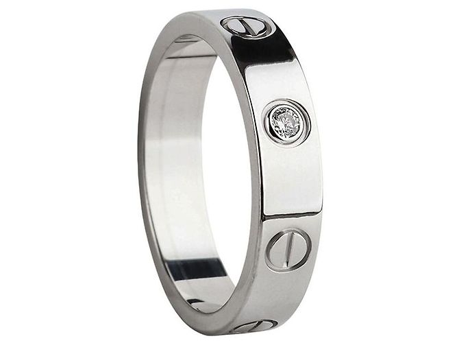 Cartier Mini Love Ring aus Weißgold mit Diamant Größe (Department Store Zertifikat) - Ansicht 2