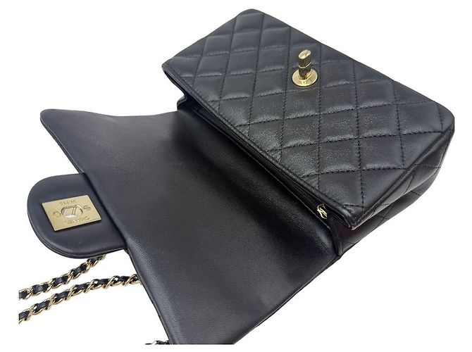 Chanel Neue Mini Top Handle Flap Bag aus Lammleder Schwarz - Ansicht 7