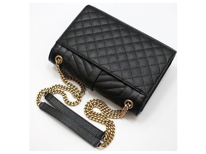 Saint Laurent Black Quilted Leather Gold-tone Envelope Medium Chain Shoulder Bag - view 4