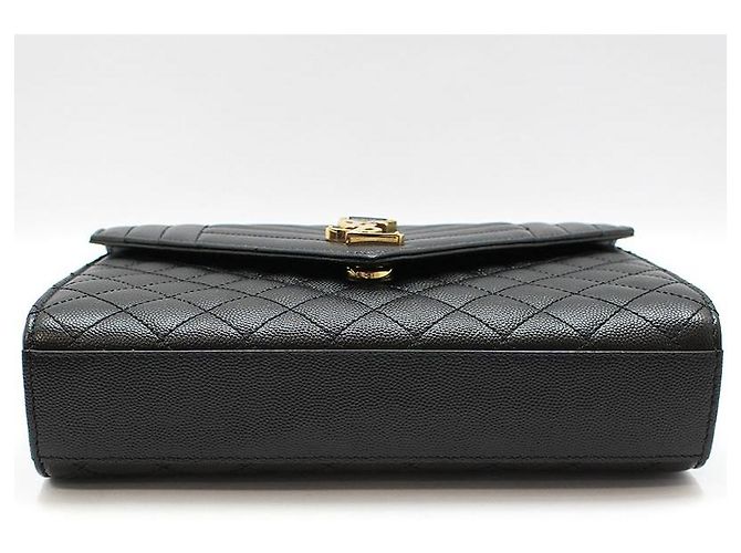 Saint Laurent Black Quilted Leather Gold-tone Envelope Medium Chain Shoulder Bag - view 5