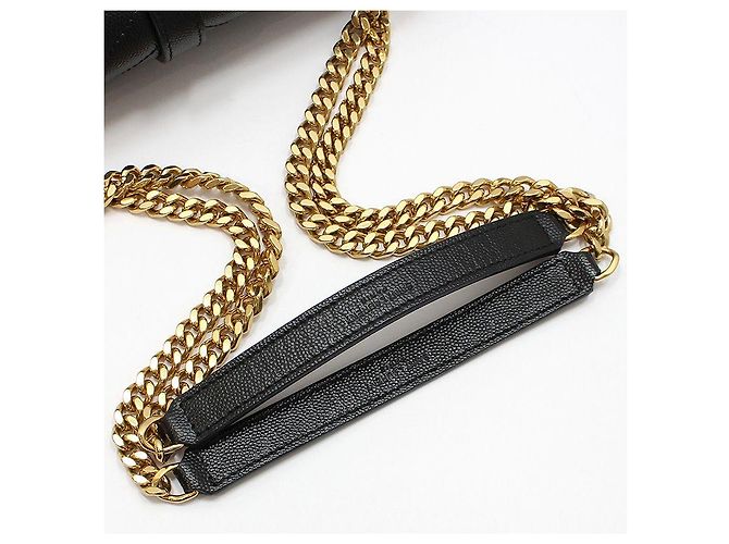 Saint Laurent Black Quilted Leather Gold-tone Envelope Medium Chain Shoulder Bag - view 9