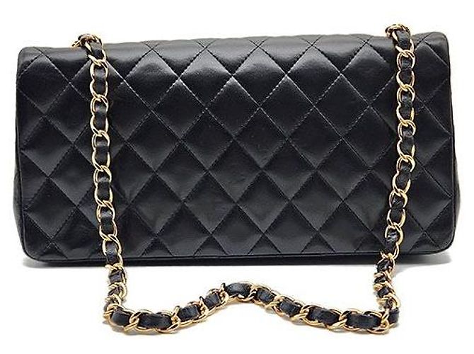 Chanel Borsa Baguette con catena in pelle di agnello Nero - vista 3